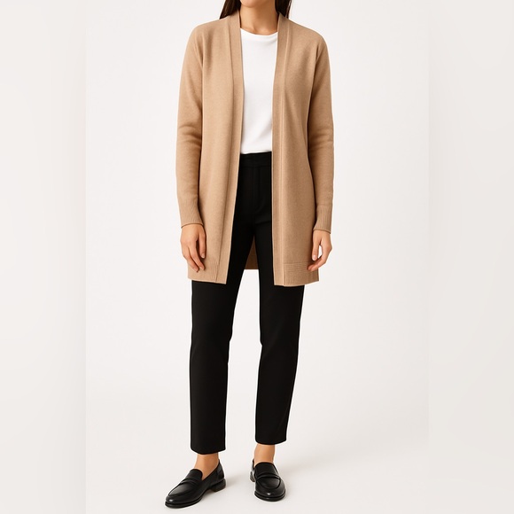 LOFT Sweaters - neutral longline open front knit cardigan L capsule wardrobe casual winter cozy